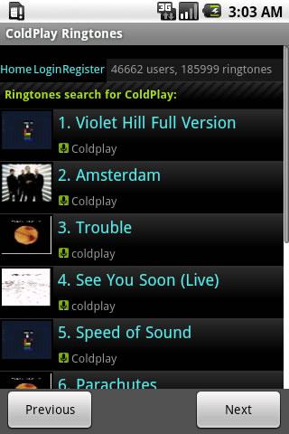 ColdPlay Ringtone Android Entertainment