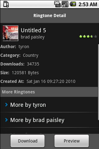 Brad Paisley Ringtone Android Entertainment