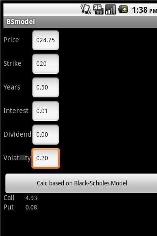 Option BS! (fair value?) Android Finance