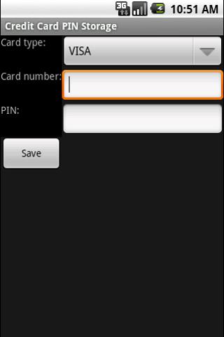 Credit Card PIN storage Android Finance