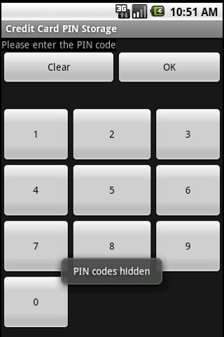 Credit Card PIN storage Android Finance