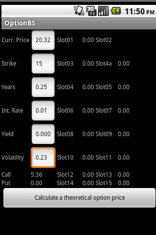 Black-Schole(s) in one Android Finance