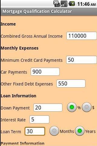 Mortgage Qual. Calculator Android Finance