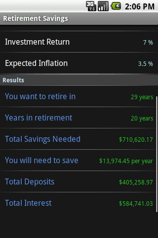 Retirement Calculator Android Finance