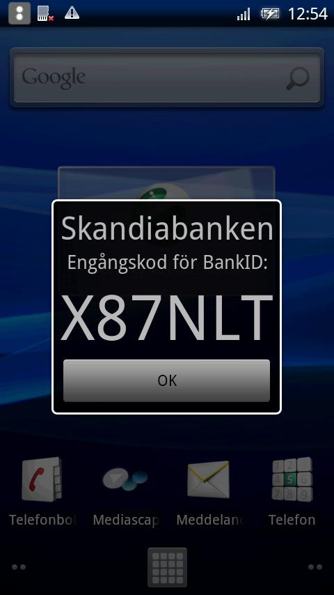 Skandiabanken SMS-popup Android Finance