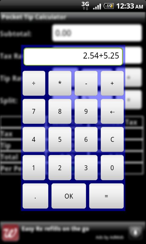 Pocket Tip Calculator