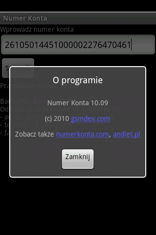Numer Konta Android Finance