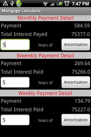 Simple mortgage Calculator Android Finance