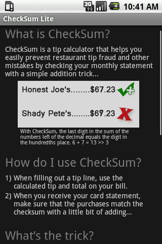 CheckSum Lite Android Finance