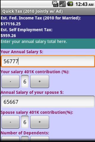 Quick Tax (2010 Jointly) w/ Ad Android Finance
