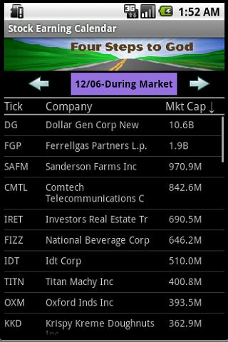 Stock Earning Calendar