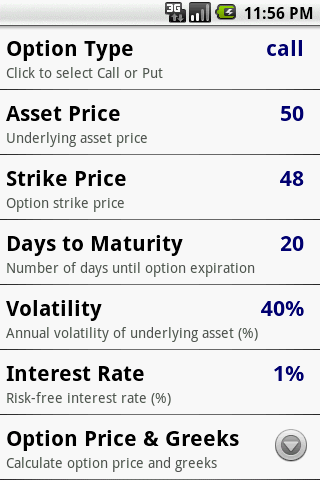 Options Calculator Android Finance