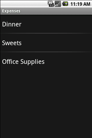 Expenses custom categories Android Finance