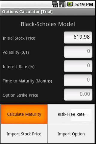 BlackScholes Calculator Android Finance