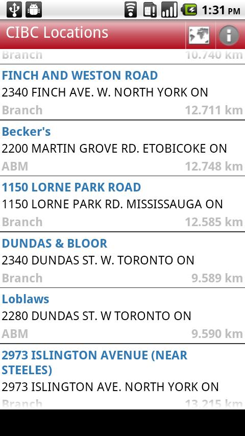 CIBC ABM and Branch Locations Android Finance