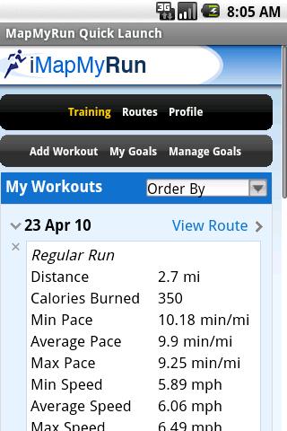 MapMyRun Quick Launch Android Lifestyle