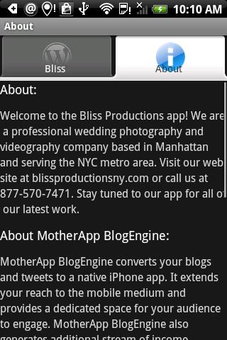 Bliss Productions Android Lifestyle