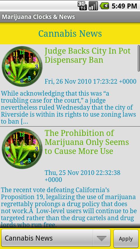 Marijuana News & Clocks Android Lifestyle