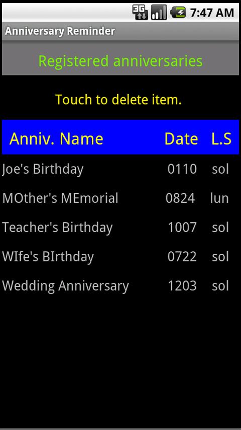Anniversary Reminder Android Lifestyle