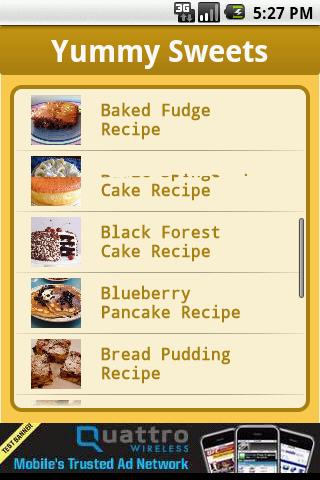 Recipes : Yummy Sweets Android Lifestyle