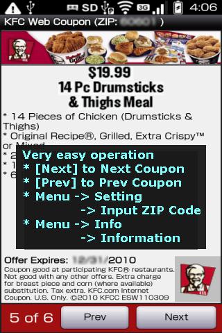 KFC Fried Chicken Web Coupon Android Lifestyle