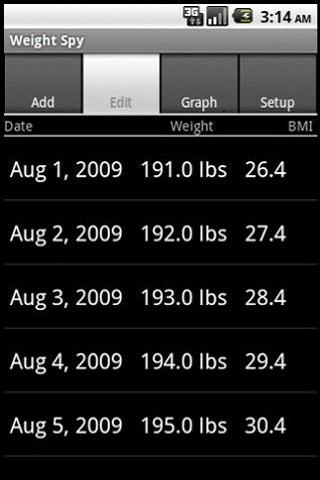 Weight Spy Android Lifestyle