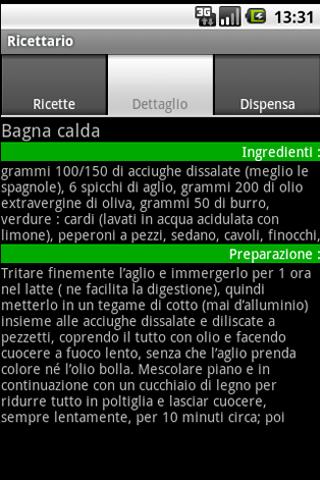 Ricettario di cucina Italiana Android Lifestyle