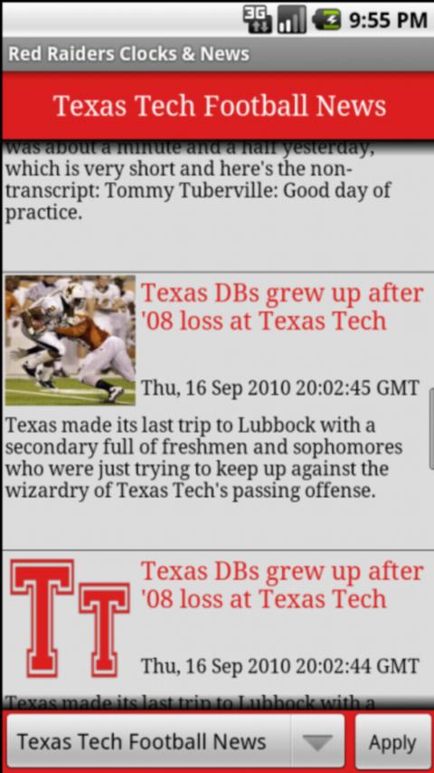 Red Raiders Ftbl Clock & News Android Sports