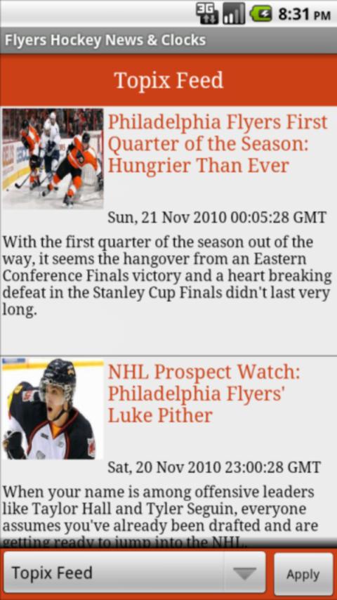 Flyers Hockey News & Clocks Android Sports