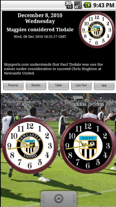 Newcastle FC Clock & News
