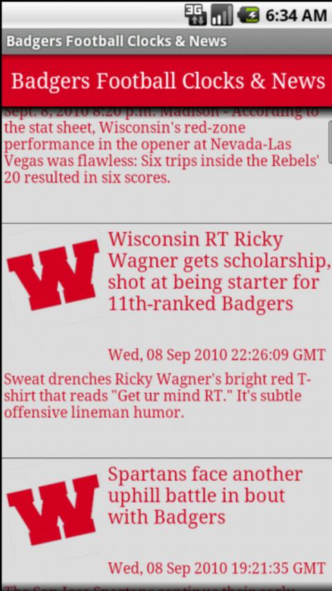 Badgers Ftbl Clock & News Android Sports