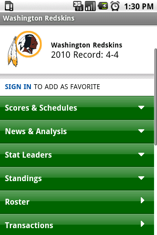 Washington Redskins Android Android Sports