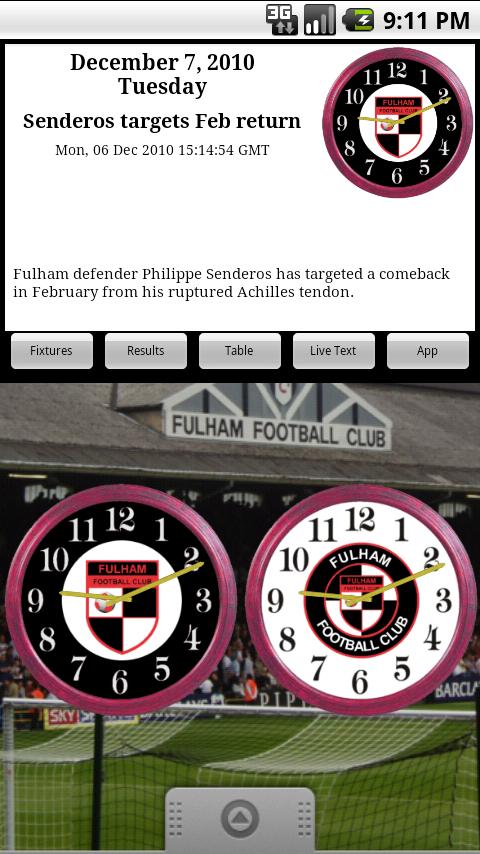 Fulham FC Clocks & News Android Sports