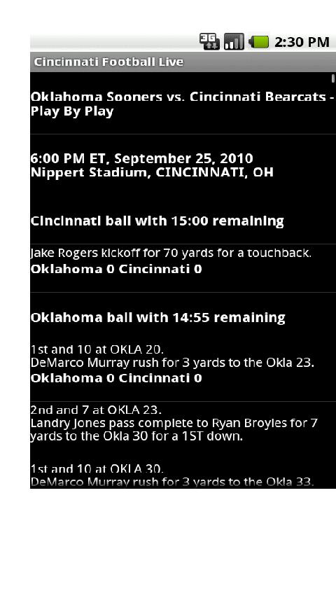 Cincinnati Football Live Android Sports