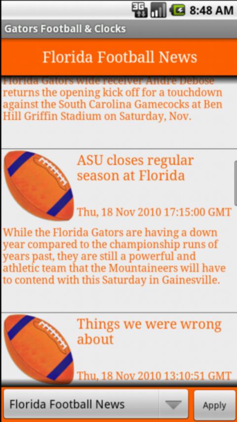 Gators Ftbl News & Clocks Android Sports