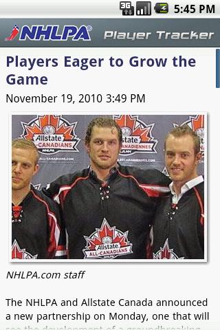 NHLPA Player Tracker Android Sports