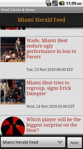 Heat Basketball News & Clocks Android Sports