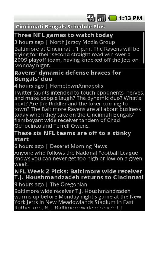 Bengals Schedule Plus Android Sports