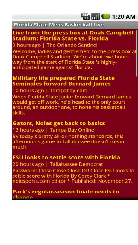 Florida State Mens Bball Live Android Sports