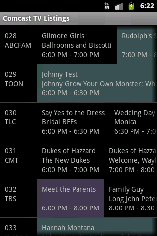 Comcast TV Listings Android Entertainment