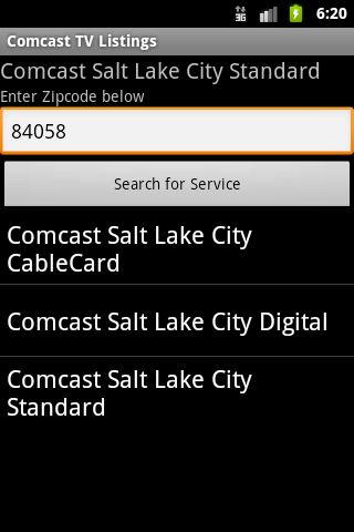 Comcast TV Listings Android Entertainment