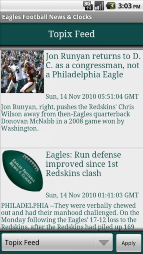 Eagles Football News & Clocks Android Sports