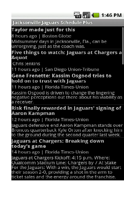Jaguars Schedule Plus Android Sports