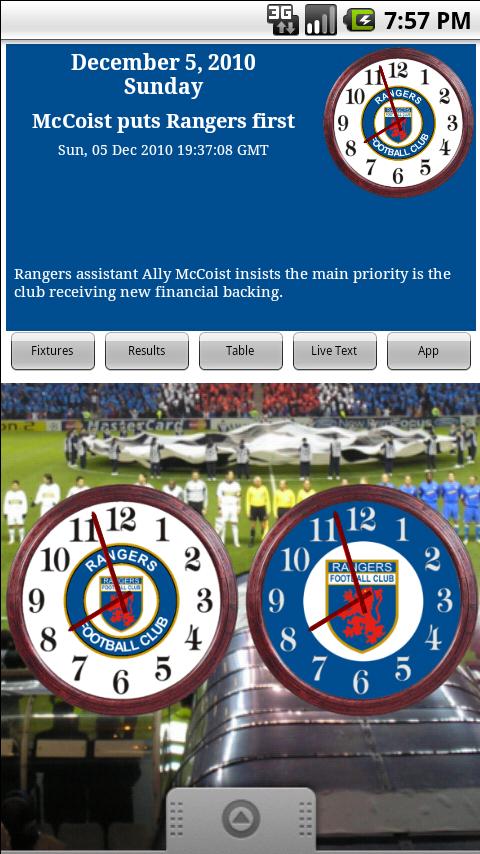 Glasgow Rangers Clocks & News Android Sports