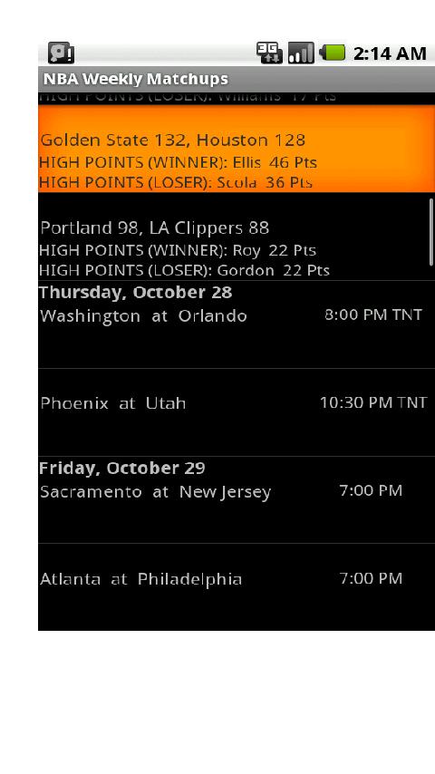 NBA Weekly Matchups Android Sports