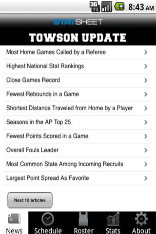 Towson Update Android Sports