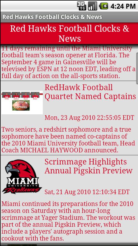 Red Hawks Ftbl Clocks & News Android Sports