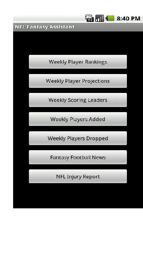 NFL Fantasy Assistant Android Sports