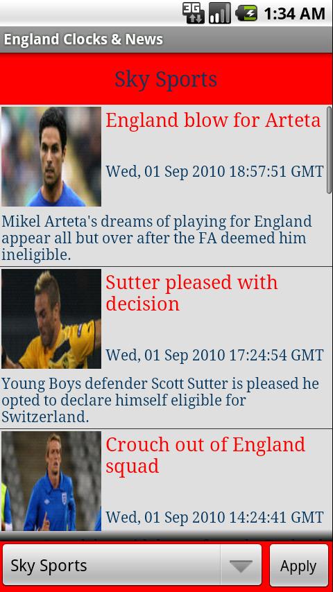 England Football News & Clocks Android Sports