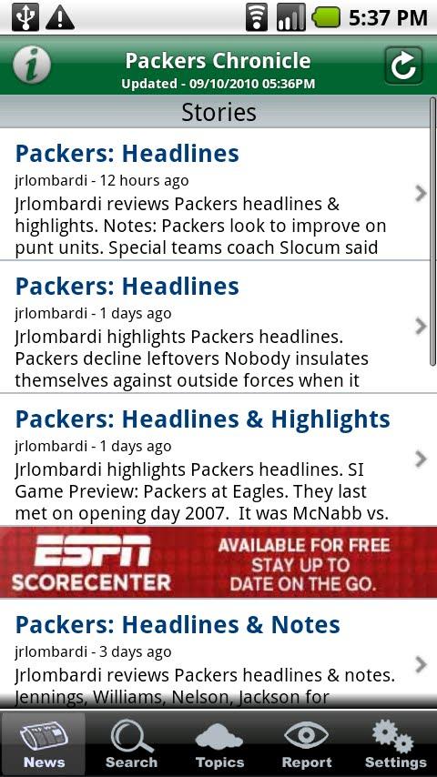 Packers Chronicle Android Sports